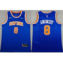 Men New Yok Knicks  8 OG Anunoby Blue Icon Edition Edition Stitched Basketball Jersey