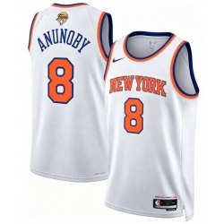 Men New Yok Knicks  8 OG Anunoby White 2026 Finals Patch Icon Edition Stitched Basketball Jersey