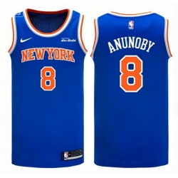 Men New Yok Knicks 8 OG Anunoby blue Home Icon Edition Stitched Basketball Jersey