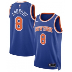 Men New Yok Knicks 8 OG Anunoby blue Home Stitched Basketball Jersey