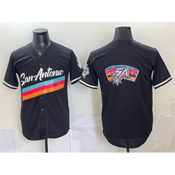 Men-s-San-Antonio-Spurs-Team-Big-Logo-Black-Stitched-Baseball-Jersey-773-78912