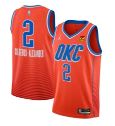 Men Oklahoma City Thunder 2 Shai Gilgeous Alexander Orange Statement Edition Stitched Basketball Jersey Men Oklahoma City Thunder 2 Shai Gilgeous Alexander Orange Statement Edition Stitched Basketball Jersey