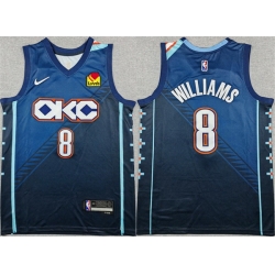Men Oklahoma City Thunder 8 Jalen Williams Navy Stitched Basketball Jersey