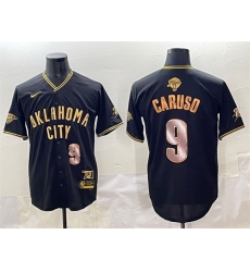 Men Oklahoma City Thunder 9 Alex Caruso Black Gold 2025 Finals Vapor Stitched Baseball Jersey Men Oklahoma City Thunder 9 Alex Caruso Black Gold 2025 Finals Vapor Stitched Baseball Jersey