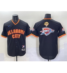 Men Oklahoma City Thunder Team Big Logo Black 2025 Finals Vapor Stitched Baseball Jersey Men Oklahoma City Thunder Team Big Logo Black 2025 Finals Vapor Stitched Baseball Jersey