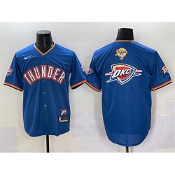 Men Oklahoma City Thunder Team Big Logo Blue 2025 Finals Vapor Stitched Baseball Jersey