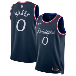 Men Philadelphia 76ers 0 Tyrese Maxey Navy 2025 26 City Edition Stitched Jersey