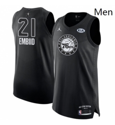 Mens Nike Jordan Philadelphia 76ers 21 Joel Embiid Authentic Black 2018 All Star Game NBA Jersey Mens Nike Jordan Philadelphia 76ers 21 Joel Embiid Authentic Black 2018 All Star Game NBA Jersey