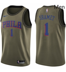 Mens Nike Philadelphia 76ers 1 Landry Shamet Swingman Green Salute to Service NBA Jersey Mens Nike Philadelphia 76ers 1 Landry Shamet Swingman Green Salute to Service NBA Jersey