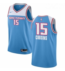 Mens Nike Sacramento Kings 15 DeMarcus Cousins Swingman Blue NBA Jersey 2018 19 City Edition Mens Nike Sacramento Kings 15 DeMarcus Cousins Swingman Blue NBA Jersey 2018 19 City Edition