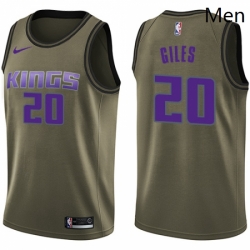 Mens Nike Sacramento Kings 20 Harry Giles Swingman Green Salute to Service NBA Jersey 