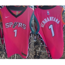 Men San Antonio Spurs  1 Victor Wembanyama Pink Stitched Basketball Jersey