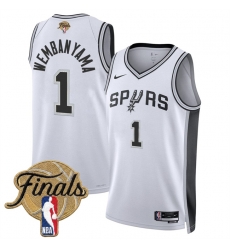 Men San Antonio Spurs 1 Victor Wembanyama White 2026 Finals Patch Association Edition Stitched Basketball Jersey Men San Antonio Spurs 1 Victor Wembanyama White 2026 Finals Patch Association Edition Stitched Basketball Jersey
