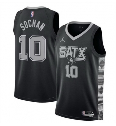 Men San Antonio Spurs 10 Jeremy Sochan Black 2022 23 Statement Edition Stitched Basketball Jersey Men San Antonio Spurs 10 Jeremy Sochan Black 2022 23 Statement Edition Stitched Basketball Jersey