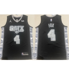 Men San Antonio Spurs 4 De 27Aaron Fox Black 2024 25 Statement Edition Stitched Basketball Jersey