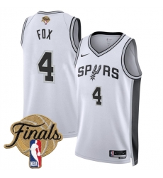 Men San Antonio Spurs 4 De Aaron Fox White 2026 Finals Patch Association Edition Stitched Basketball Jersey Men San Antonio Spurs 4 De Aaron Fox White 2026 Finals Patch Association Edition Stitched Basketball Jersey