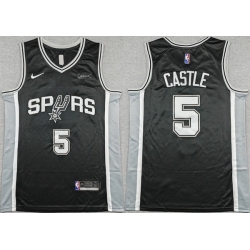 Men San Antonio Spurs  5 Stephon Castle Black 2025 26 Icon Edition Stitched Basketball Jersey