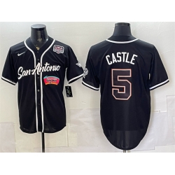Men San Antonio Spurs  5 Stephon Castle Black USA 250  Patch Stitched Baseball Jersey