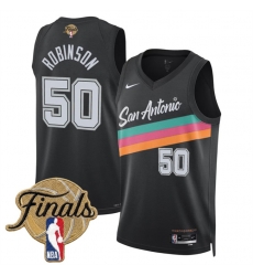 Men San Antonio Spurs 50 David Robinson Black 2026 Finals Patch City Edition Stitched Basketball Jersey Men San Antonio Spurs 50 David Robinson Black 2026 Finals Patch City Edition Stitched Basketball Jersey