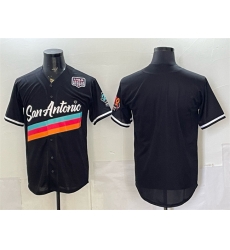 Men San Antonio Spurs Blank Black USA 250 Patch City Edition Stitched Baseball Jersey Men San Antonio Spurs Blank Black USA 250 Patch City Edition Stitched Baseball Jersey