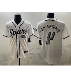 Men San Antonio Spurs Team Big Logo White Stitched Baseball Jersey