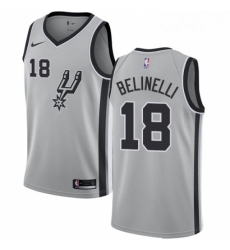Womens Nike San Antonio Spurs 18 Marco Belinelli Swingman Silver NBA Jersey Statement Edition 