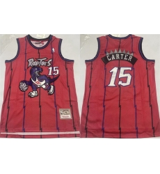 Men Toronto Raptors 15 Vince Carter Red Throwback Stitched Baseball Jersey