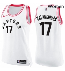 Womens Nike Toronto Raptors 17 Jonas Valanciunas Swingman WhitePink Fashion NBA Jersey Womens Nike Toronto Raptors 17 Jonas Valanciunas Swingman WhitePink Fashion NBA Jersey