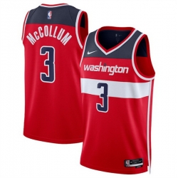 Men Washington Wizards  3 CJ McCollum Red Icon Edition Stitched Basketball Jersey