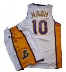 Los Angeles Lakers 10 Steve Nash White Revolution 30 Swingman NBA Jersey & Shorts Suit Los Angeles Lakers 10 Steve Nash White Revolution 30 Swingman NBA Jersey & Shorts Suit