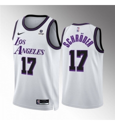 Men Los Angeles Lakers 17 Dennis Schroder White City Edition Stitched Basketball Jersey