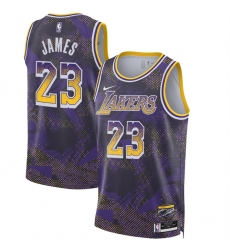 Men Los Angeles Lakers 23 LeBron James Purple 2025 Select Series Swingman Stitched Basketball Jersey