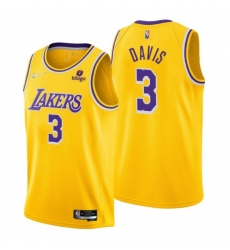 Men Los Angeles Lakers 3 Anthony Davis Yellow 75th Anniversary Stitched Jersey Men Los Angeles Lakers 3 Anthony Davis Yellow 75th Anniversary Stitched Jersey