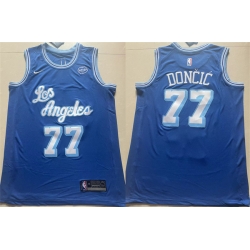 Men Los Angeles Lakers 77 Luka Doncic Blue 2025 Stitched Basketball Jersey