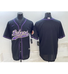 Men Los Angeles Lakers Blank Black Cool Base Stitched Baseball Jersey