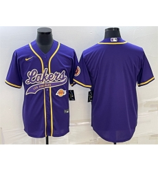 Men Los Angeles Lakers Blank Purple With Patch Cool Base Stitched Baseball Jersey Men Los Angeles Lakers Blank Purple With Patch Cool Base Stitched Baseball Jersey