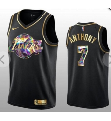 Men Los Angeles Lakers Camrel Anthony Black Gold Fashion Jersey
