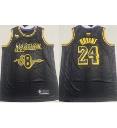 Men Los Angeles Lakers Front 8 Back 24 Kobe Bryant Black Stitched Basketball Jersey