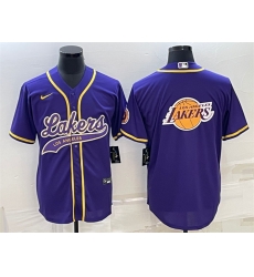 Men Los Angeles Lakers Purple Team Big Logo Cool Base Stitched Baseball Jersey Men Los Angeles Lakers Purple Team Big Logo Cool Base Stitched Baseball Jersey