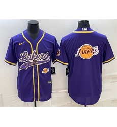 Men Los Angeles Lakers Purple Team Big Logo With Patch Cool Base Stitched Baseball Jersey Men Los Angeles Lakers Purple Team Big Logo With Patch Cool Base Stitched Baseball Jersey