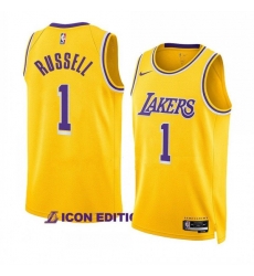 Men's Los Angeles Lakers #1 D’Angelo Russell Yellow Stitched Basketball Jersey Men's Los Angeles Lakers #1 D’Angelo Russell Yellow Stitched Basketball Jersey
