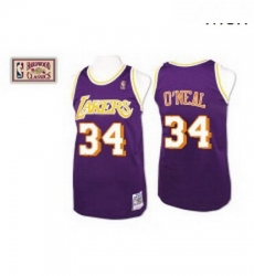 Mens Mitchell and Ness Los Angeles Lakers 34 Shaquille ONeal Authentic Purple Throwback NBA Jersey Mens Mitchell and Ness Los Angeles Lakers 34 Shaquille ONeal Authentic Purple Throwback NBA Jersey