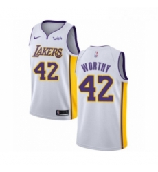 Womens Los Angeles Lakers 42 James Worthy Authentic White Basketball Jersey Association Edition Womens Los Angeles Lakers 42 James Worthy Authentic White Basketball Jersey Association Edition