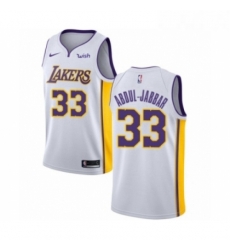 Youth Los Angeles Lakers 33 Kareem Abdul Jabbar Swingman White Basketball Jersey Association Edition Youth Los Angeles Lakers 33 Kareem Abdul Jabbar Swingman White Basketball Jersey Association Edition