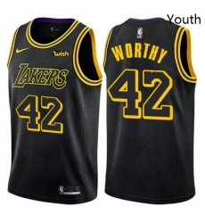 Youth Nike Los Angeles Lakers 42 James Worthy Swingman Black NBA Jersey City Edition Youth Nike Los Angeles Lakers 42 James Worthy Swingman Black NBA Jersey City Edition