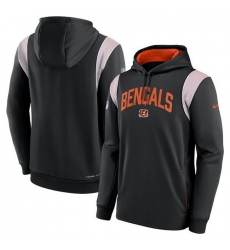 Men Cincinnati Bengals Black Sideline Stack Performance Pullover Hoodie 002 Men Cincinnati Bengals Black Sideline Stack Performance Pullover Hoodie 002