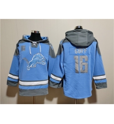 Men Detroit Lions 16 Jared Goff Blue Ageless Must Have Lace Up Pullover Hoodie Men Detroit Lions 16 Jared Goff Blue Ageless Must Have Lace Up Pullover Hoodie