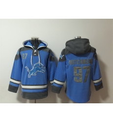 Men Detroit Lions 97 Aidan Hutchinson Blue Ageless Must Have Lace Up Pullover Hoodie Men Detroit Lions 97 Aidan Hutchinson Blue Ageless Must Have Lace Up Pullover Hoodie
