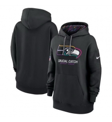 Women Seattle Seahawks Black 2024 Crucial Catch Club Pullover Hoodie