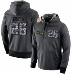 NFL Mens Nike Seattle Seahawks 26 Shaquill Griffin Stitched Black Anthracite Salute to Service Player Performance Hoodie